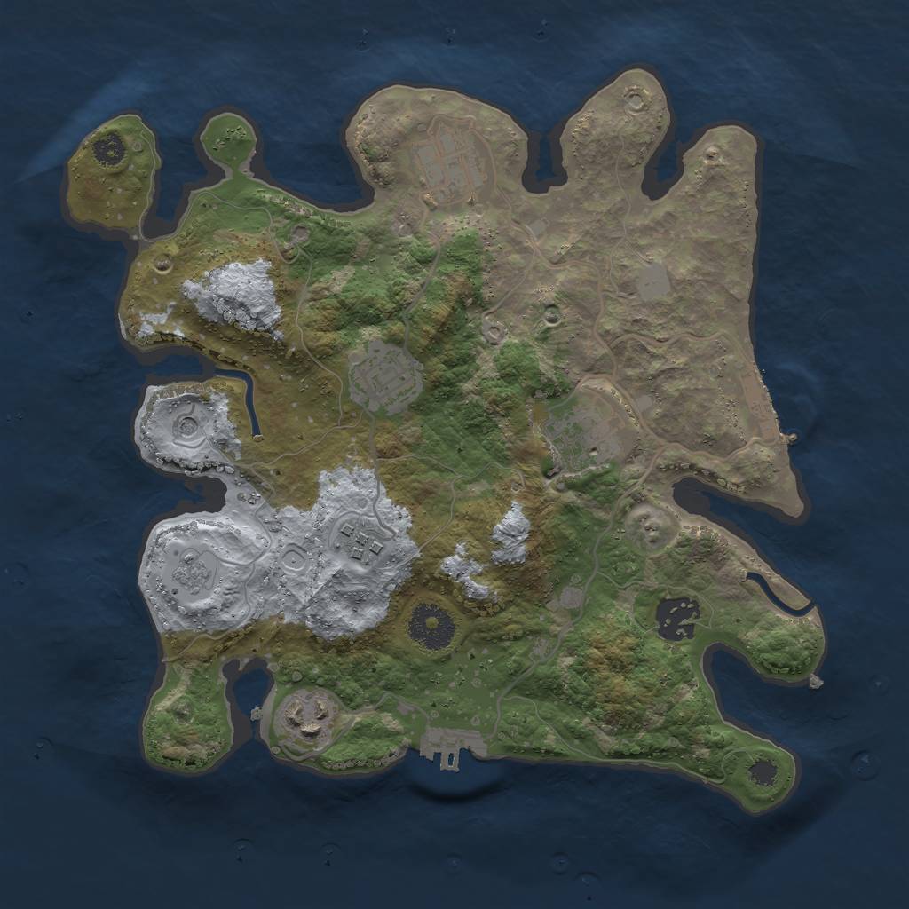 Rust Map: Procedural Map, Size: 3000, Seed: 1256561184, 13 Monuments