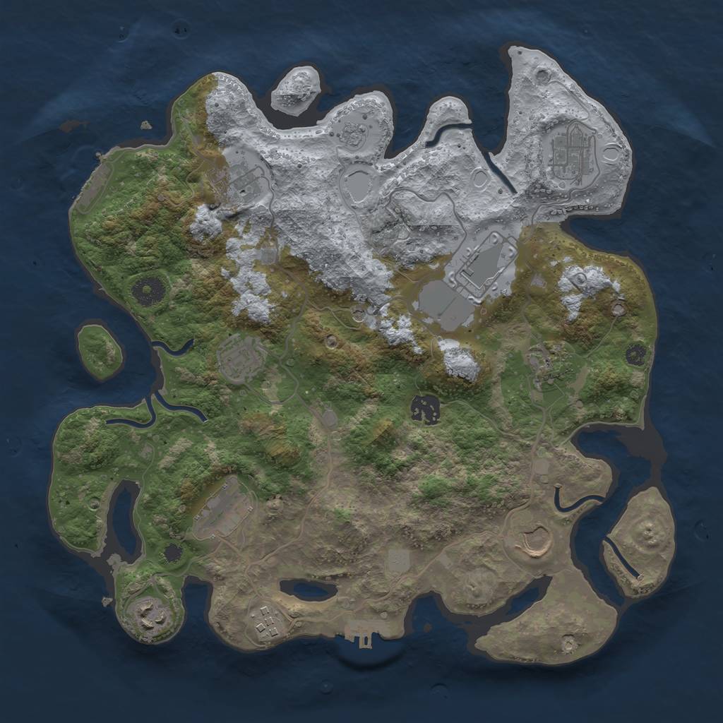 Rust Map: Procedural Map, Size: 3500, Seed: 648440808, 17 Monuments