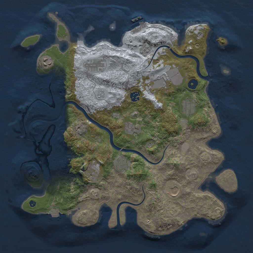Rust Map: Procedural Map, Size: 3800, Seed: 46648676, 15 Monuments