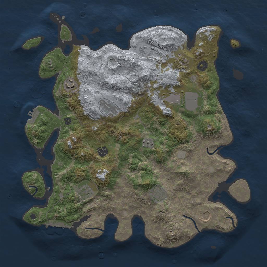 Rust Map: Procedural Map, Size: 3800, Seed: 46648676, 16 Monuments