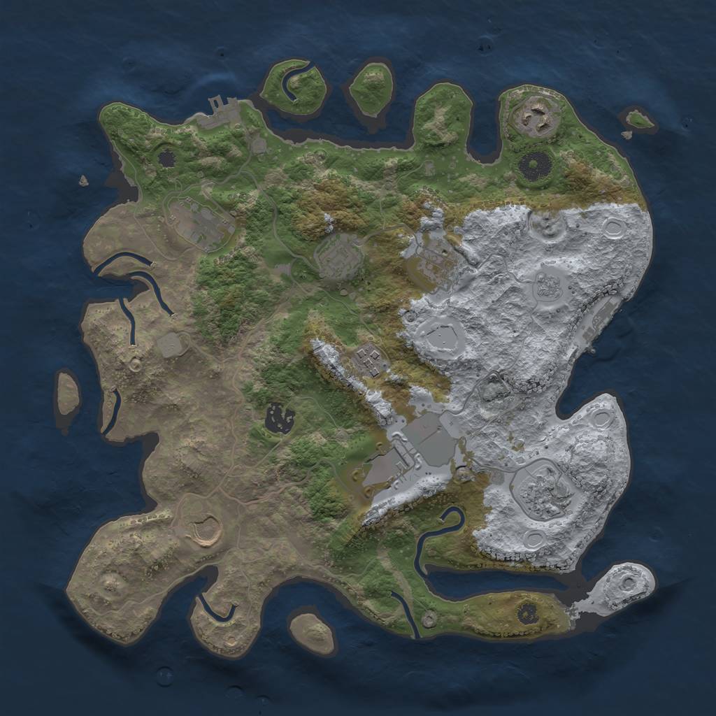 Rust Map: Procedural Map, Size: 3500, Seed: 117502039, 15 Monuments