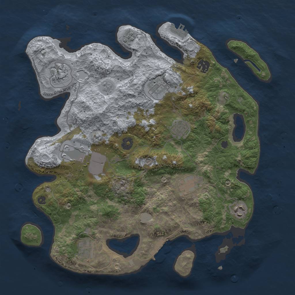 Rust Map: Procedural Map, Size: 3500, Seed: 14736316, 16 Monuments