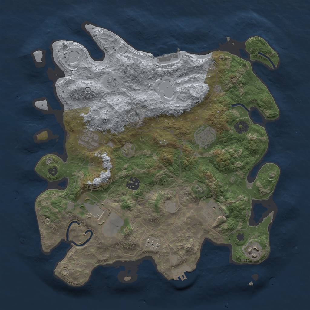 Rust Map: Procedural Map, Size: 3500, Seed: 53790341, 14 Monuments