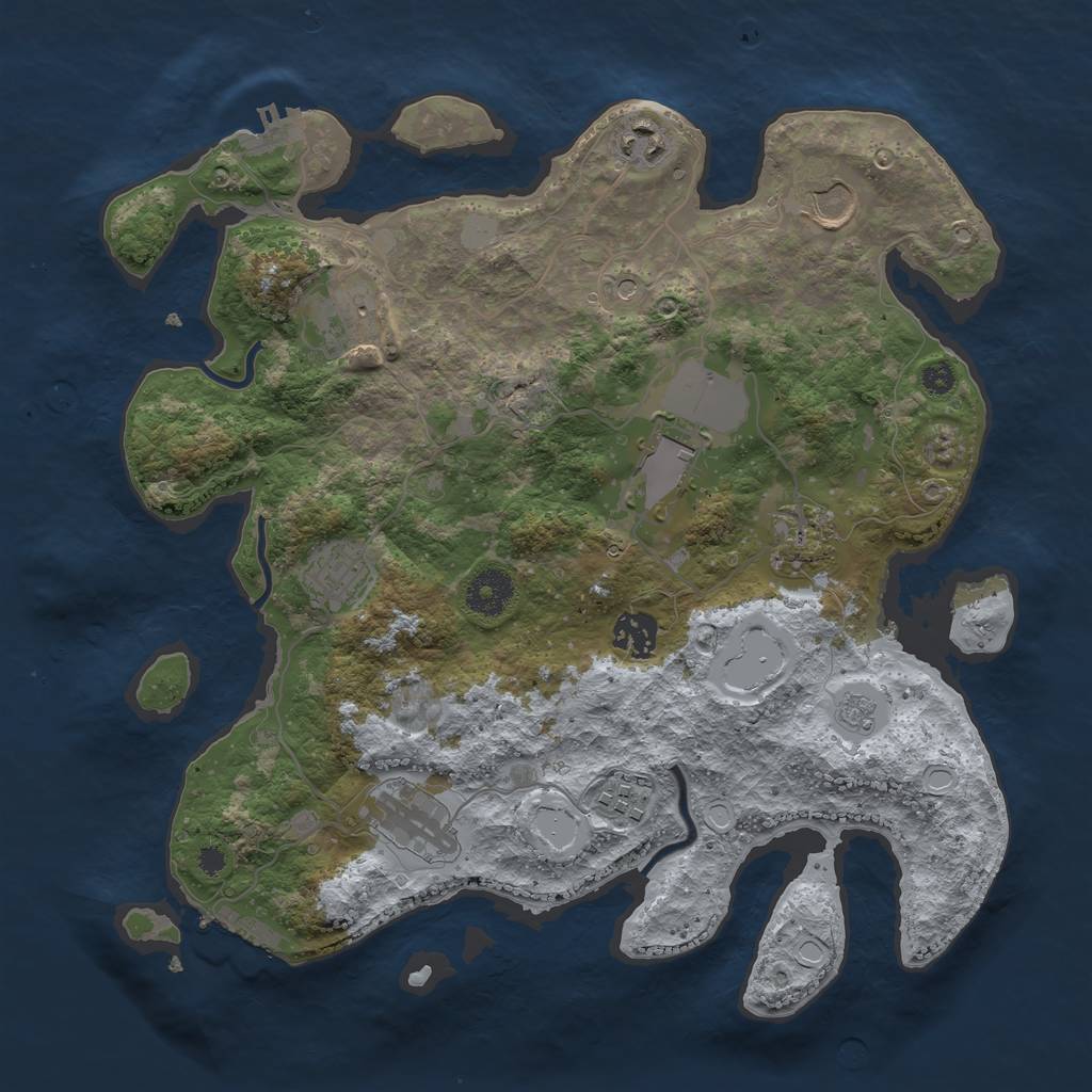 Rust Map: Procedural Map, Size: 3500, Seed: 1003103, 16 Monuments