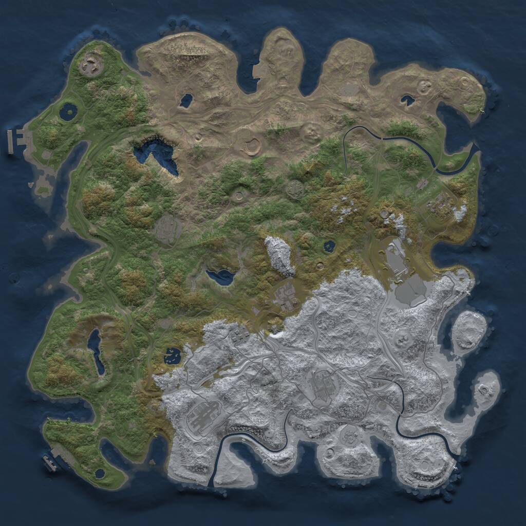 Rust Map: Procedural Map, Size: 4500, Seed: 98468460, 16 Monuments