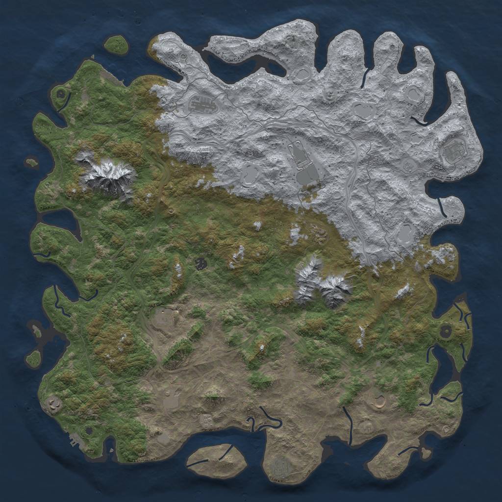 Rust Map: Procedural Map, Size: 6000, Seed: 1940835389, 18 Monuments