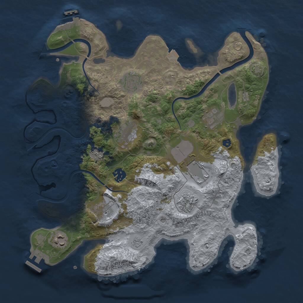 Rust Map: Procedural Map, Size: 3500, Seed: 34255748, 15 Monuments