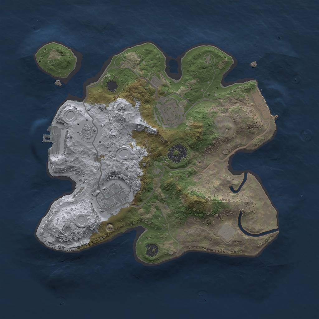 Rust Map: Procedural Map, Size: 2500, Seed: 1125825148, 8 Monuments