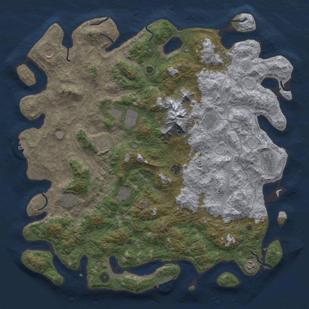 Rust Map: Procedural Map, Size: 5000, Seed: 9000000, 17 Monuments