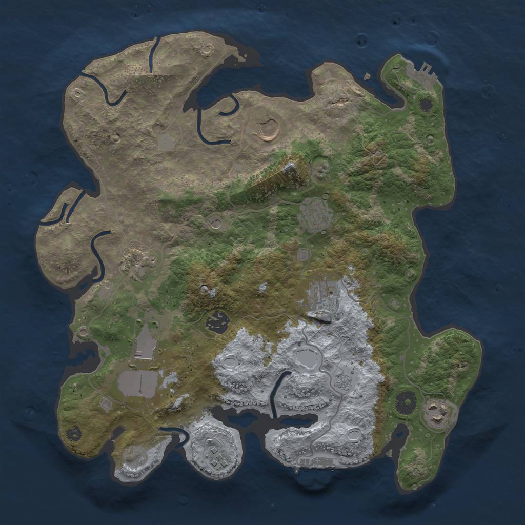 Rust Map: Procedural Map, Size: 3500, Seed: 61466480, 15 Monuments