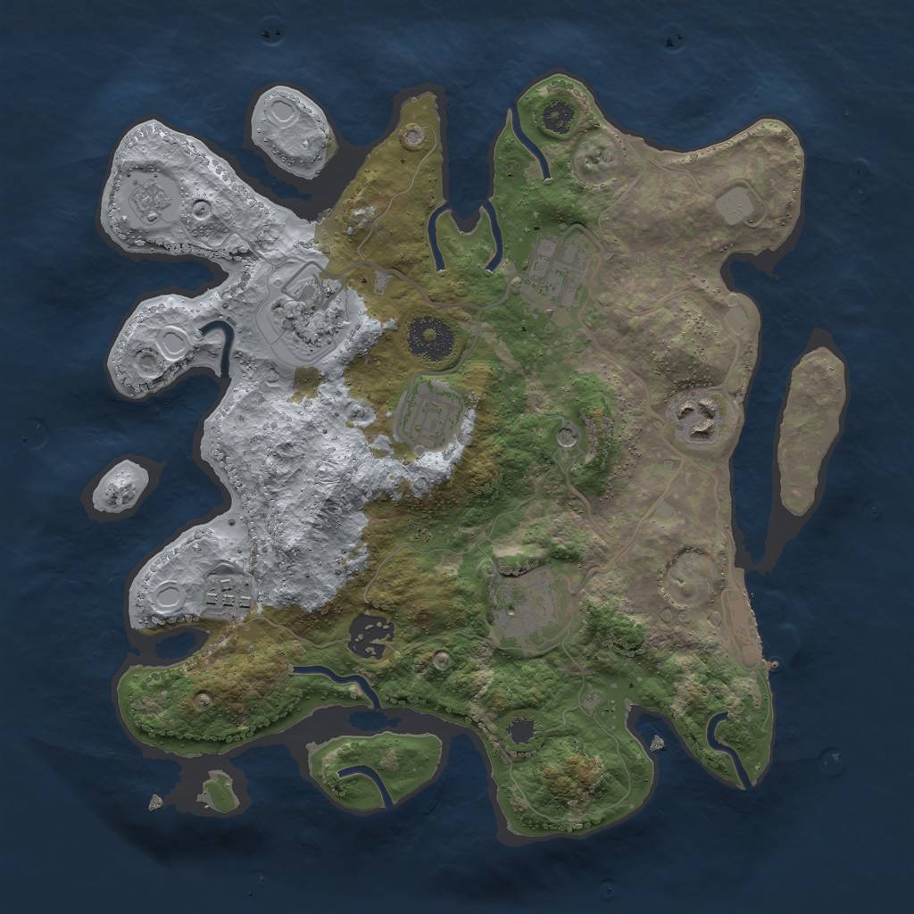 Rust Map: Procedural Map, Size: 3000, Seed: 1588918939, 13 Monuments