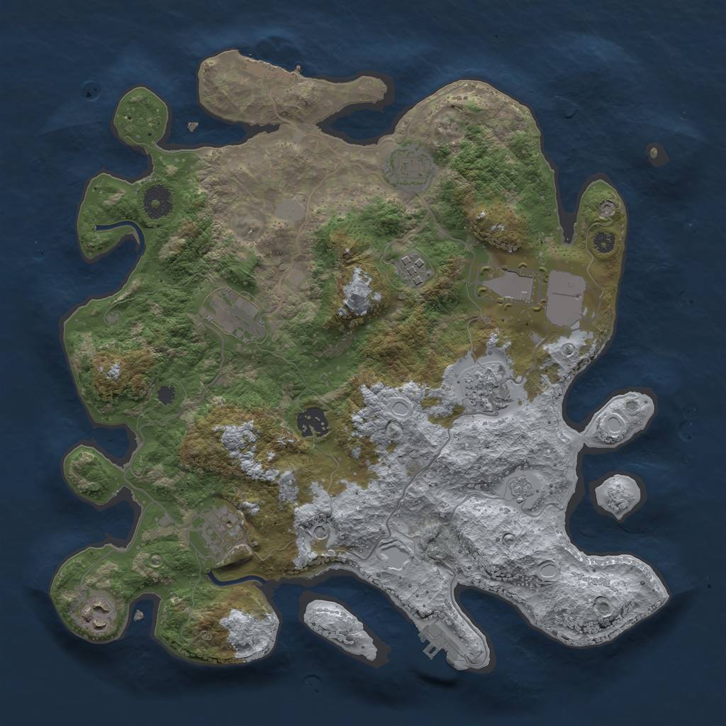 Rust Map: Procedural Map, Size: 3500, Seed: 94580552, 15 Monuments