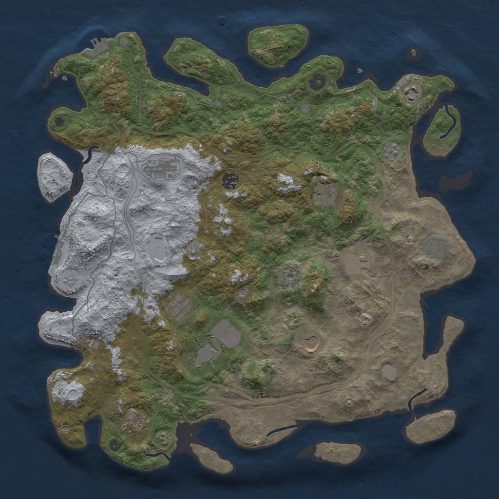 Rust Map: Procedural Map, Size: 4500, Seed: 60366, 18 Monuments