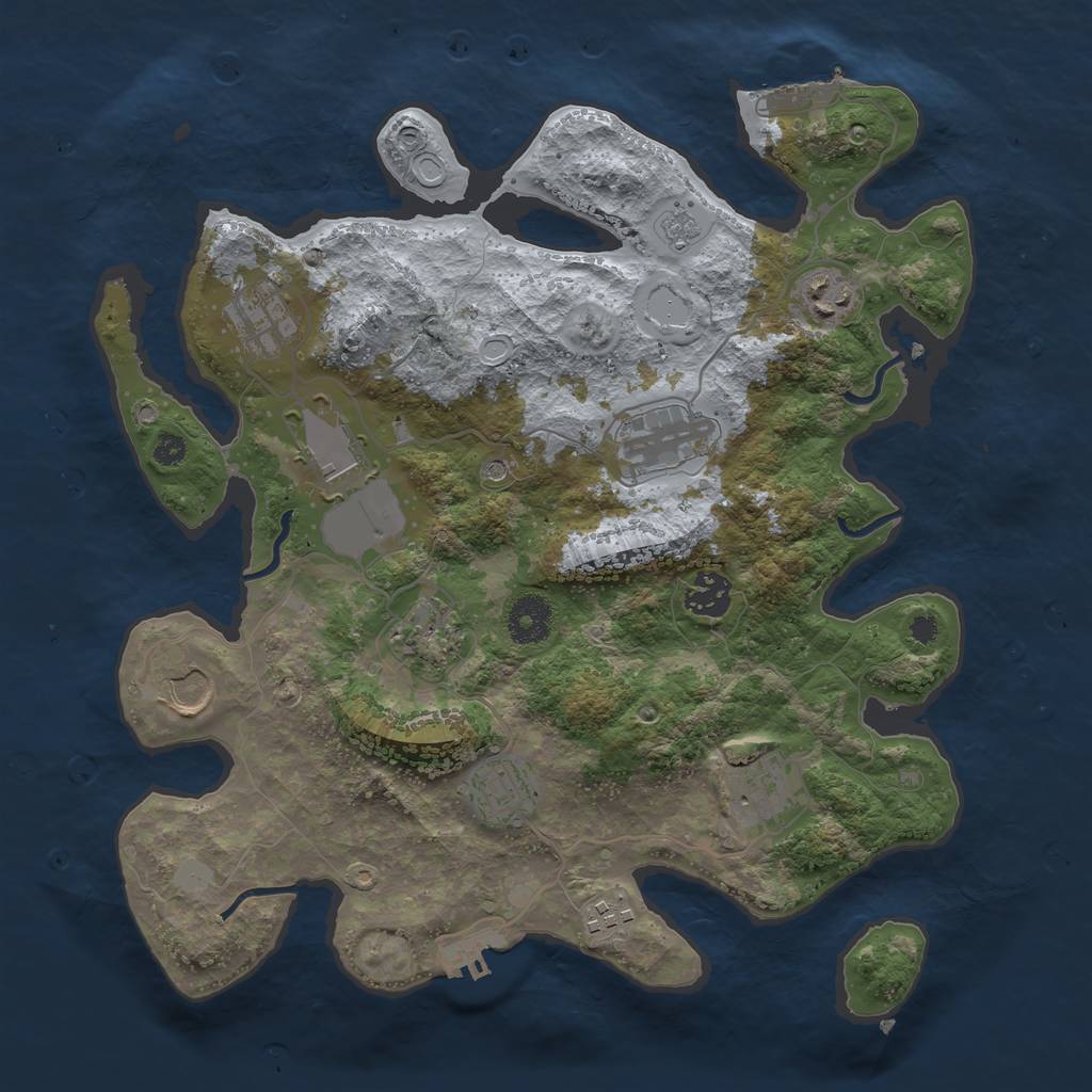 Rust Map: Procedural Map, Size: 3500, Seed: 3675836, 17 Monuments