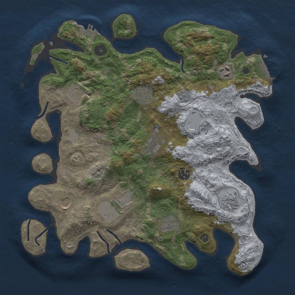 Rust Map: Procedural Map, Size: 3650, Seed: 9685571, 17 Monuments