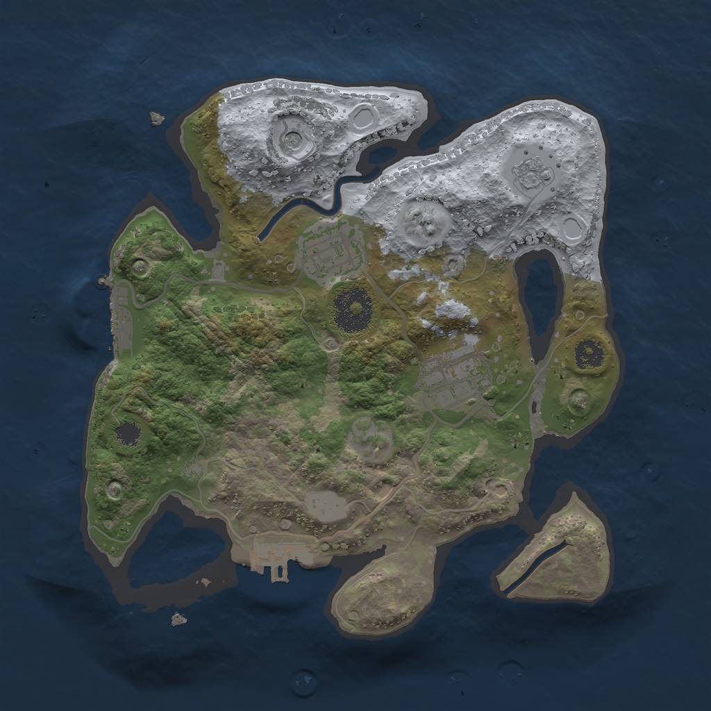 Rust Map: Procedural Map, Size: 2500, Seed: 24860633, 9 Monuments