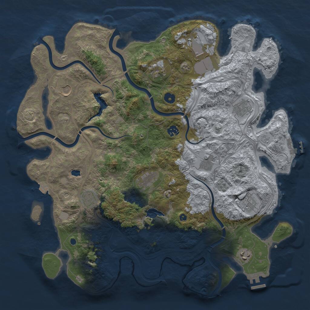 Rust Map: Procedural Map, Size: 4250, Seed: 1927119584, 17 Monuments