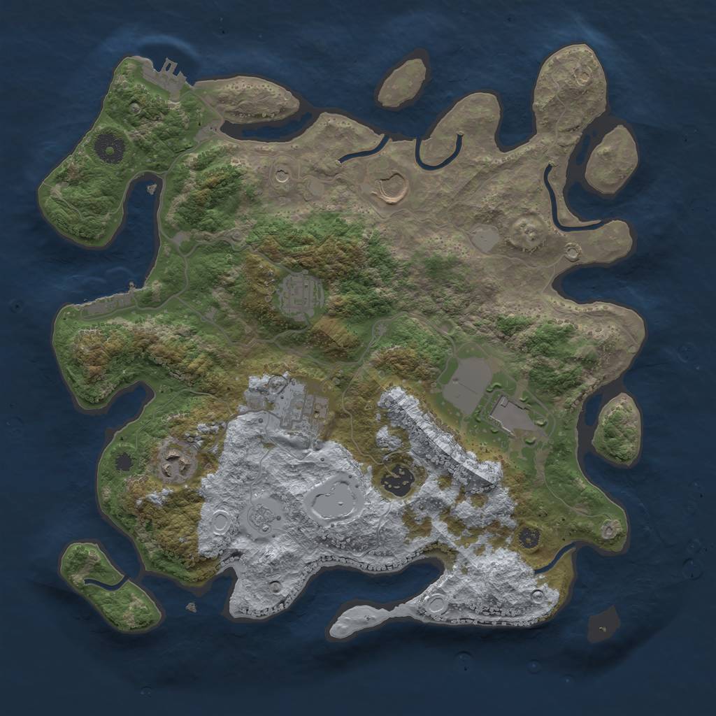 Rust Map: Procedural Map, Size: 3500, Seed: 97755221, 13 Monuments