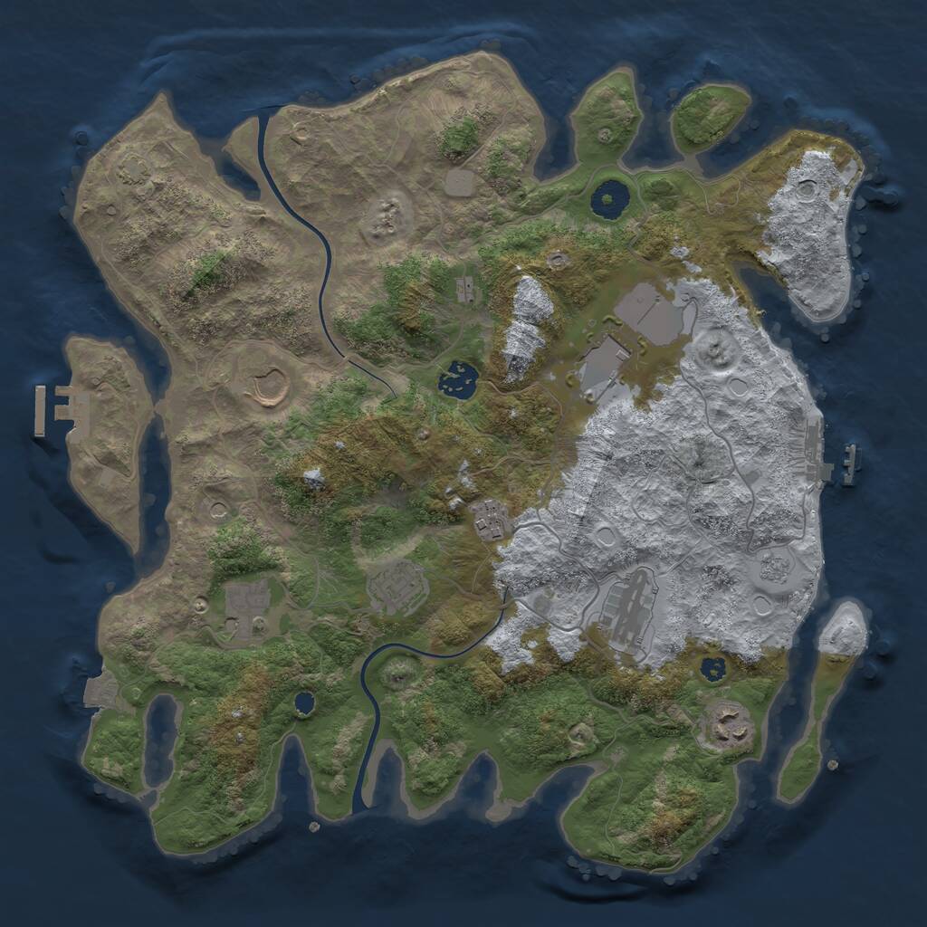 Rust Map: Procedural Map, Size: 3650, Seed: 91901871, 14 Monuments