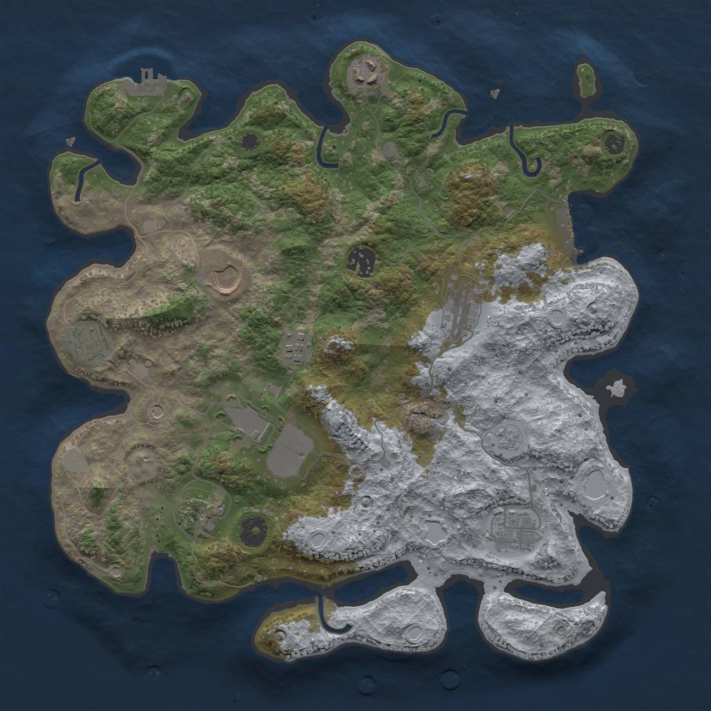 Rust Map: Procedural Map, Size: 3650, Seed: 89894083, 16 Monuments