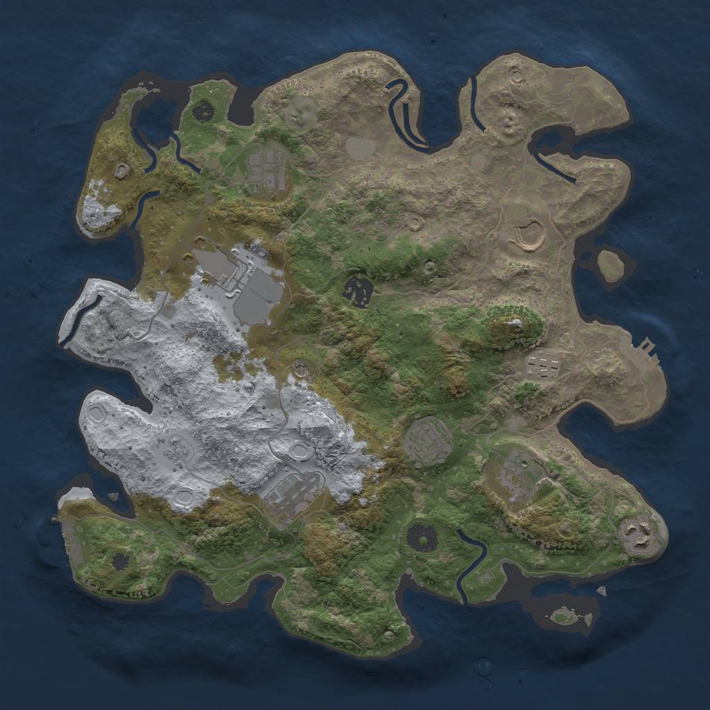 Rust Map: Procedural Map, Size: 3500, Seed: 1773669209, 16 Monuments