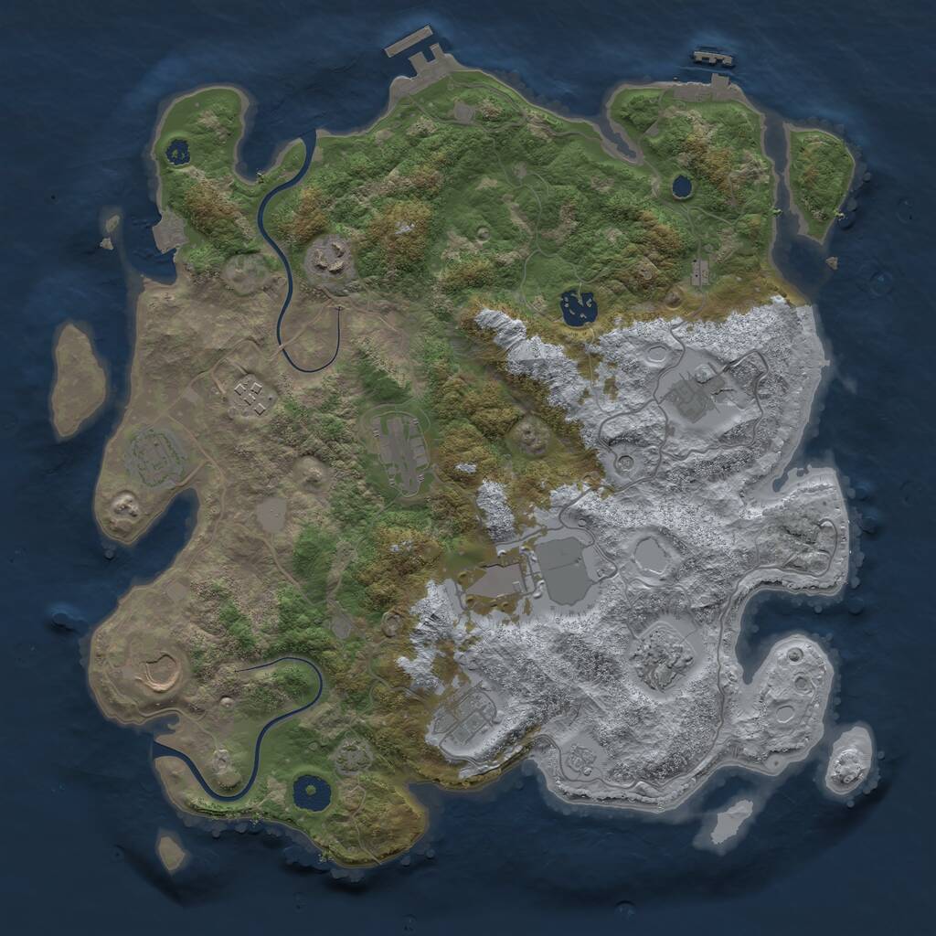 Rust Map: Procedural Map, Size: 3750, Seed: 1435480242, 16 Monuments