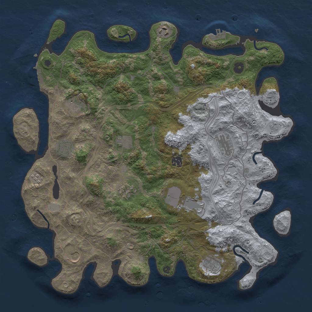 Rust Map: Procedural Map, Size: 4250, Seed: 2054, 18 Monuments