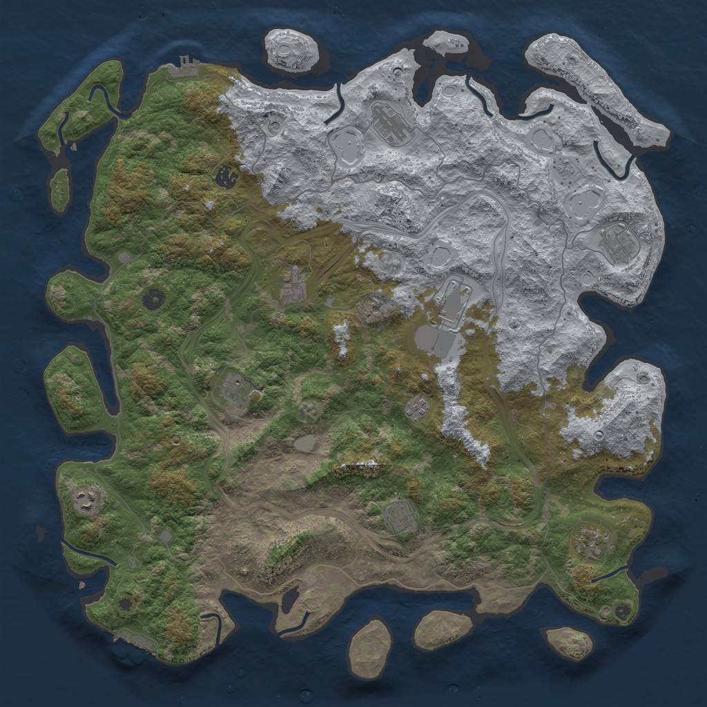 Rust Map: Procedural Map, Size: 4800, Seed: 380294429, 17 Monuments