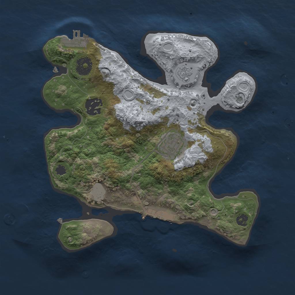 Rust Map: Procedural Map, Size: 2500, Seed: 966369910, 8 Monuments