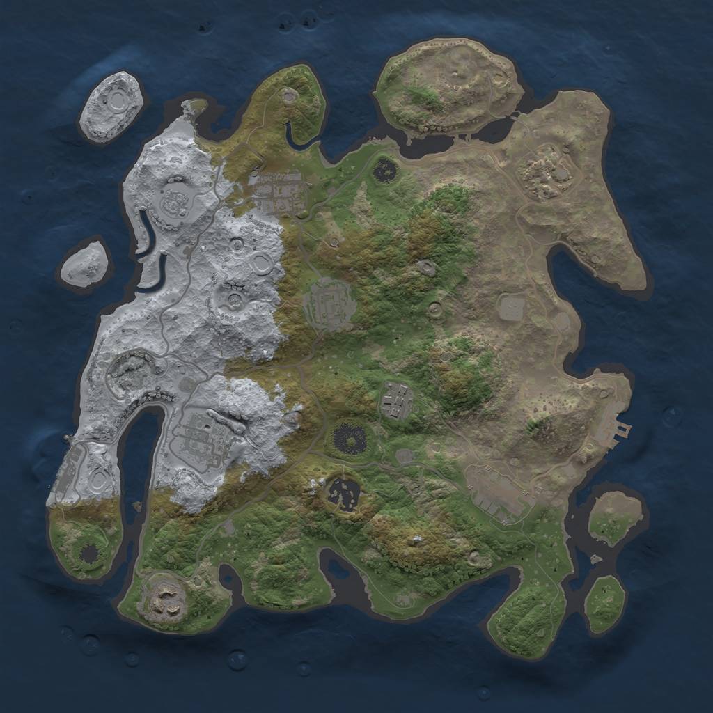 Rust Map: Procedural Map, Size: 3250, Seed: 2064067294, 15 Monuments