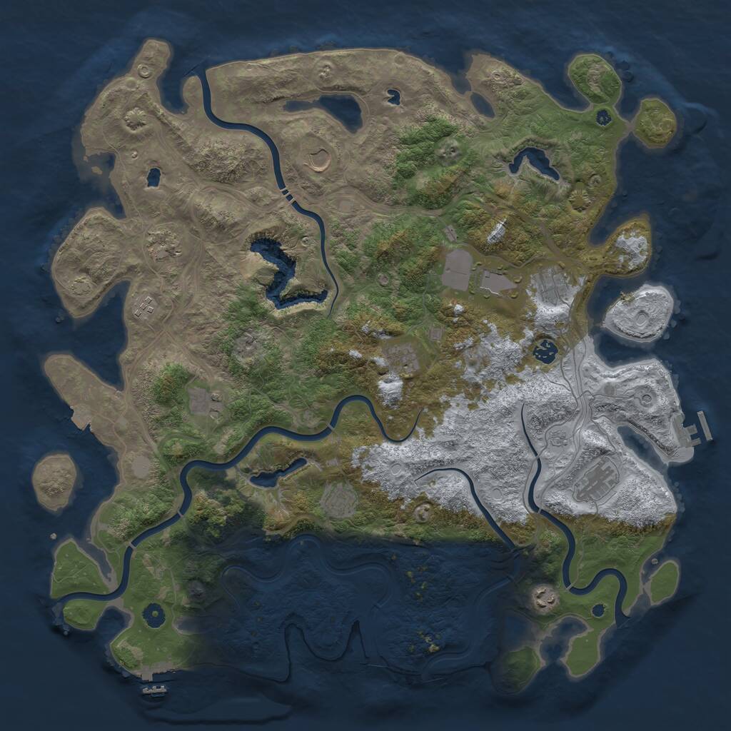 Rust Map: Procedural Map, Size: 4800, Seed: 843745413, 17 Monuments