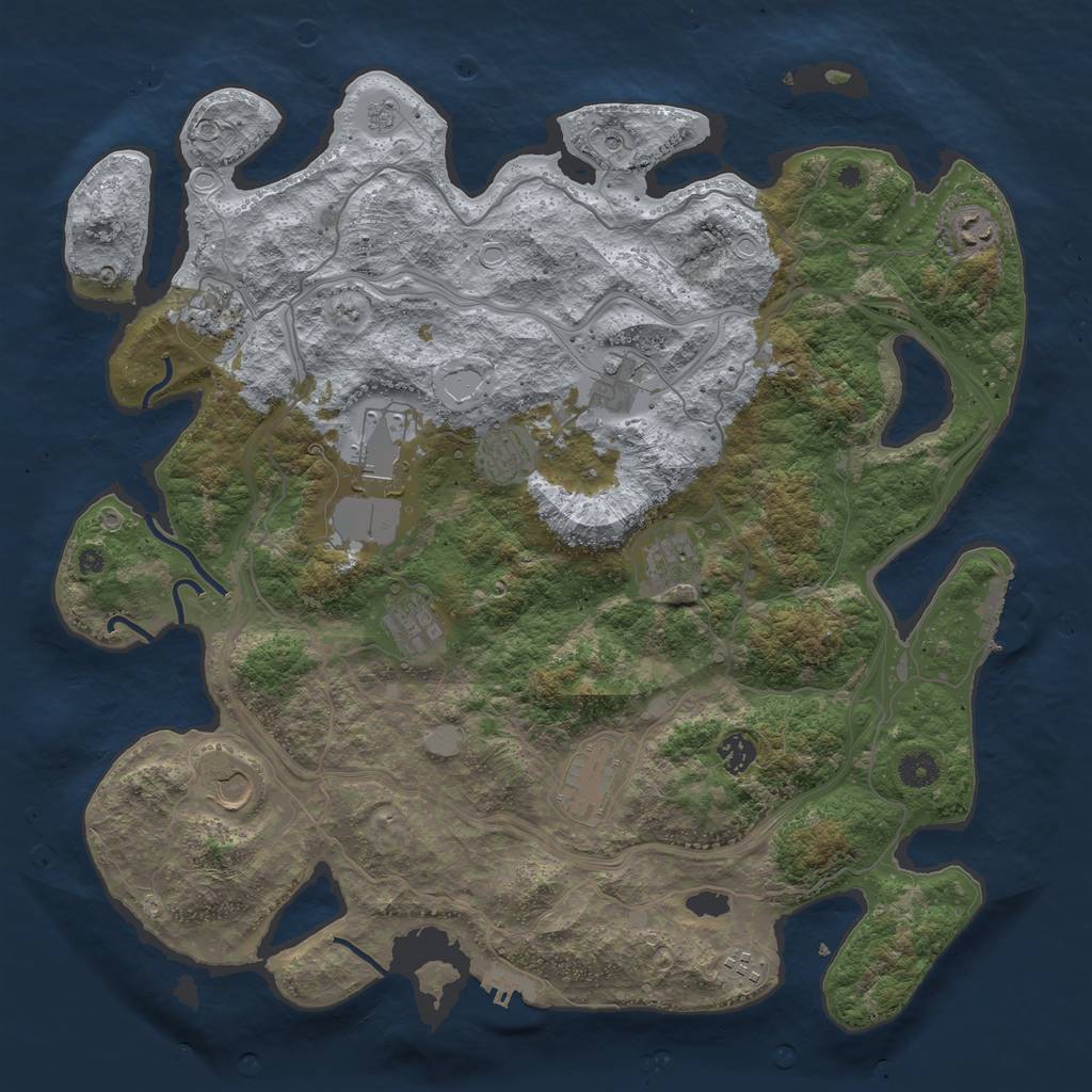 Rust Map: Procedural Map, Size: 4300, Seed: 852655, 18 Monuments