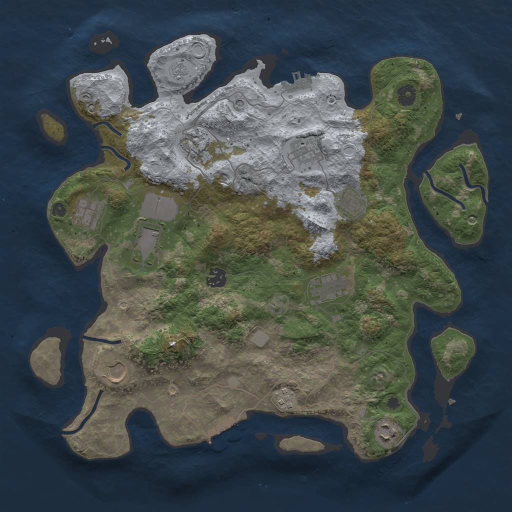 Rust Map: Procedural Map, Size: 3750, Seed: 413056755, 17 Monuments