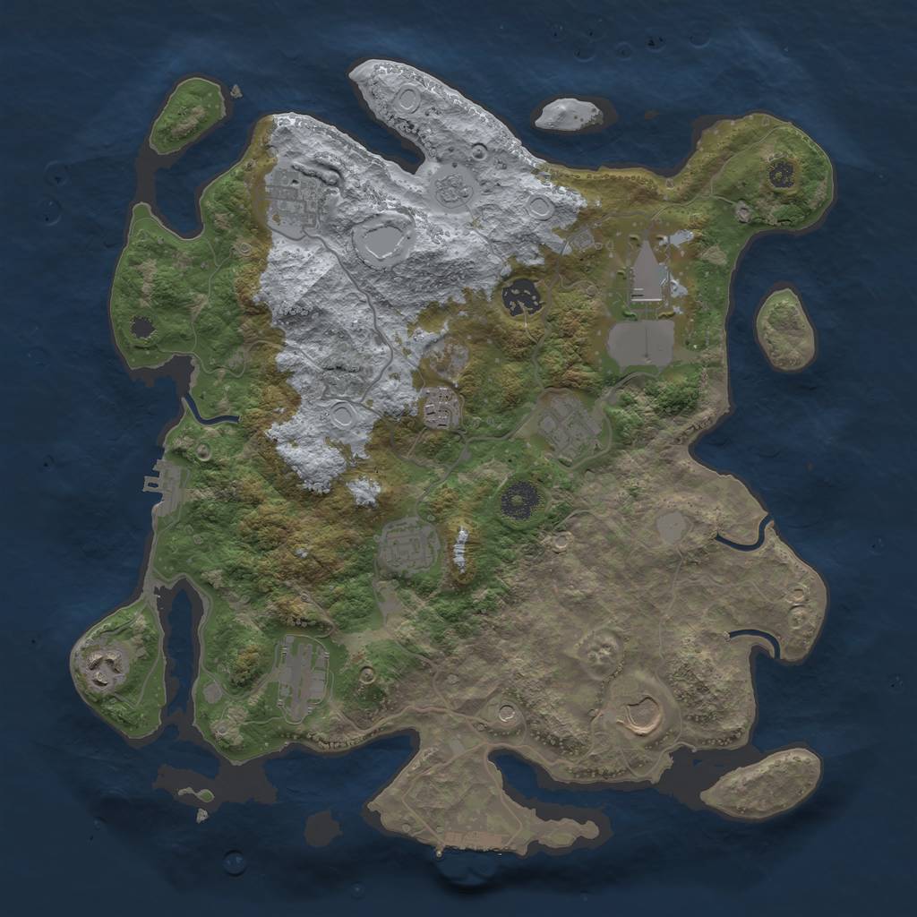 Rust Map: Procedural Map, Size: 3600, Seed: 23565, 16 Monuments