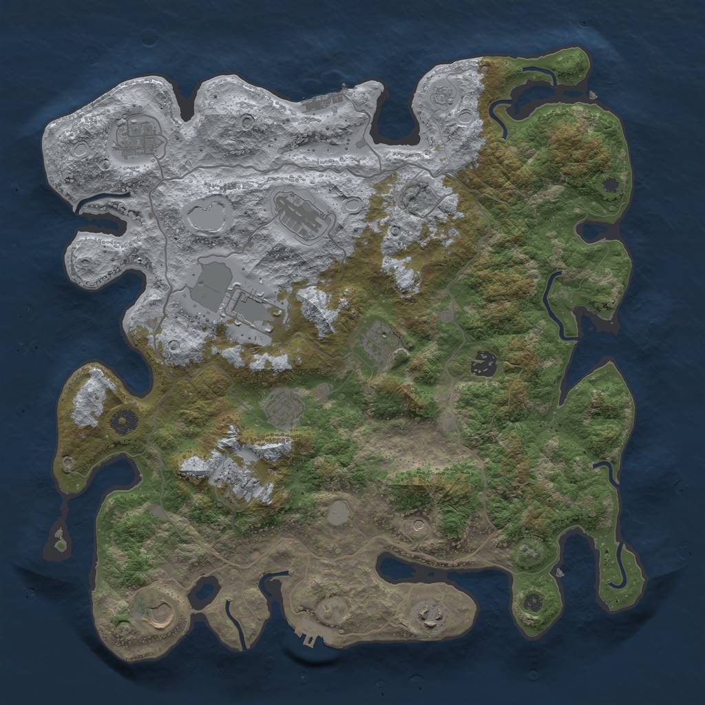 Rust Map: Procedural Map, Size: 4000, Seed: 474373085, 16 Monuments