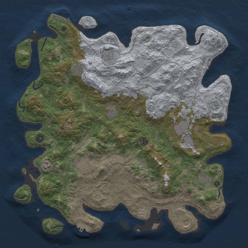 Rust Map: Procedural Map, Size: 4500, Seed: 821571416, 18 Monuments