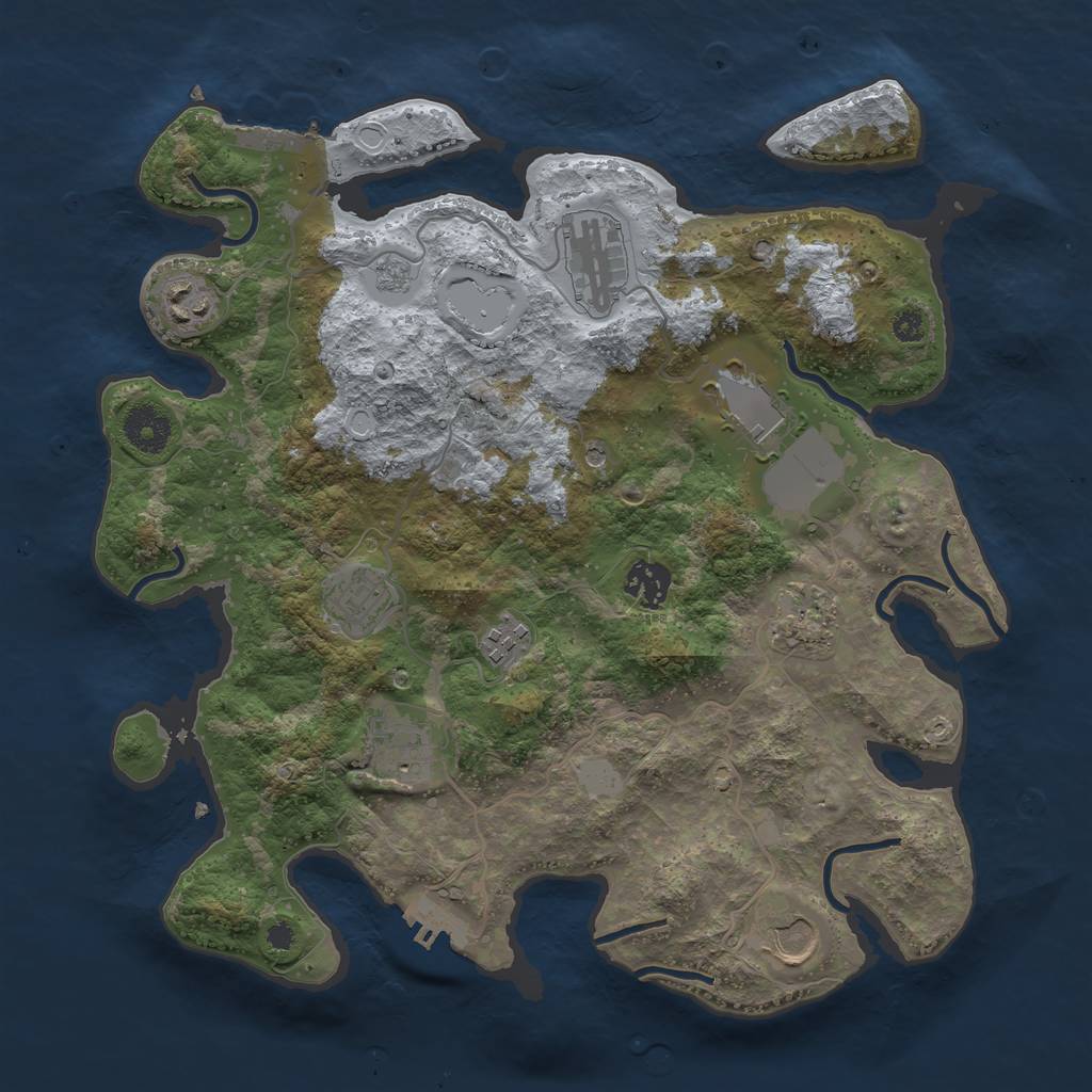 Rust Map: Procedural Map, Size: 3500, Seed: 682507590, 16 Monuments