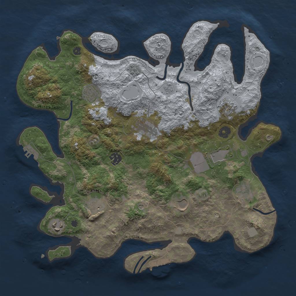 Rust Map: Procedural Map, Size: 3700, Seed: 88888888, 17 Monuments
