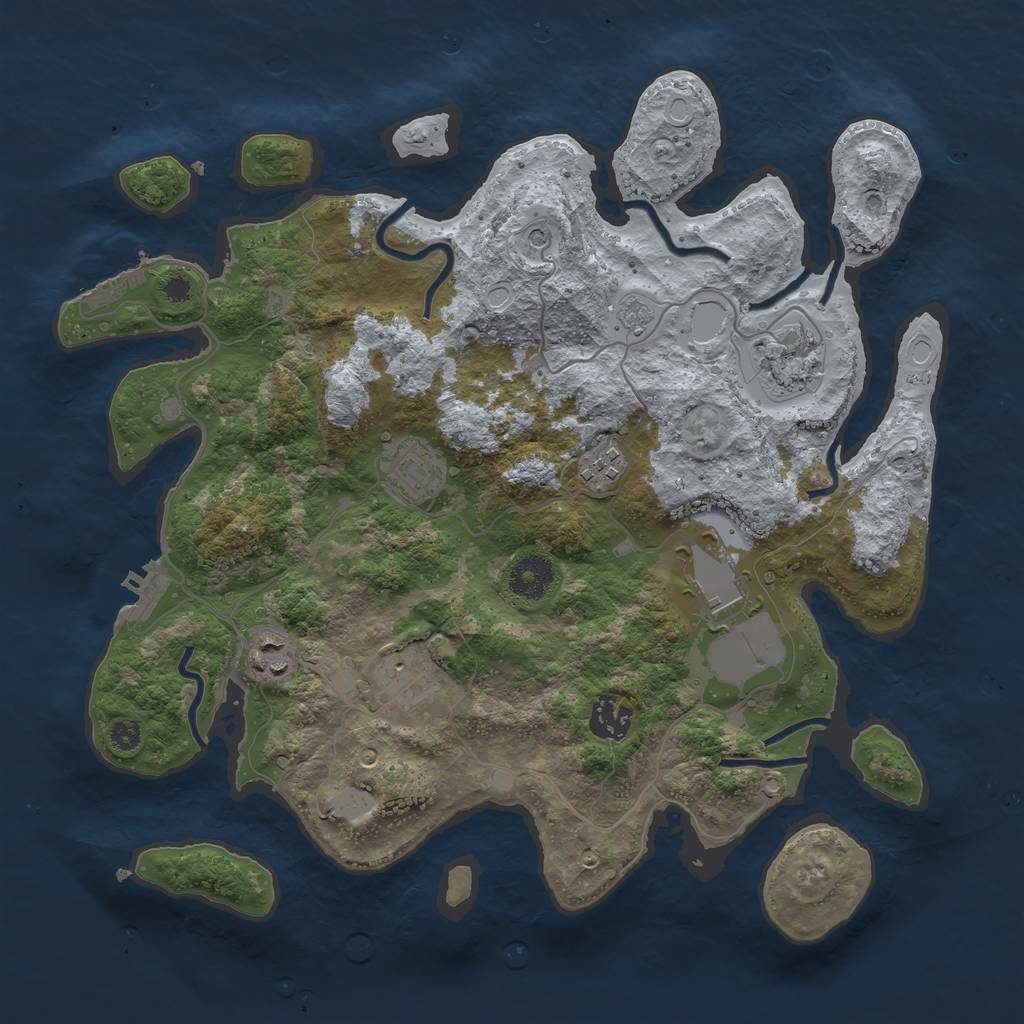 Rust Map: Procedural Map, Size: 3500, Seed: 2198236, 14 Monuments