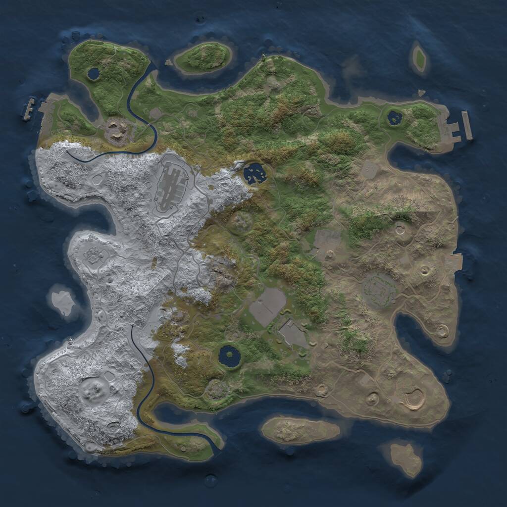 Rust Map: Procedural Map, Size: 3500, Seed: 52189661, 14 Monuments