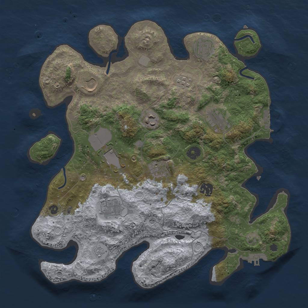 Rust Map: Procedural Map, Size: 3500, Seed: 43225107, 16 Monuments