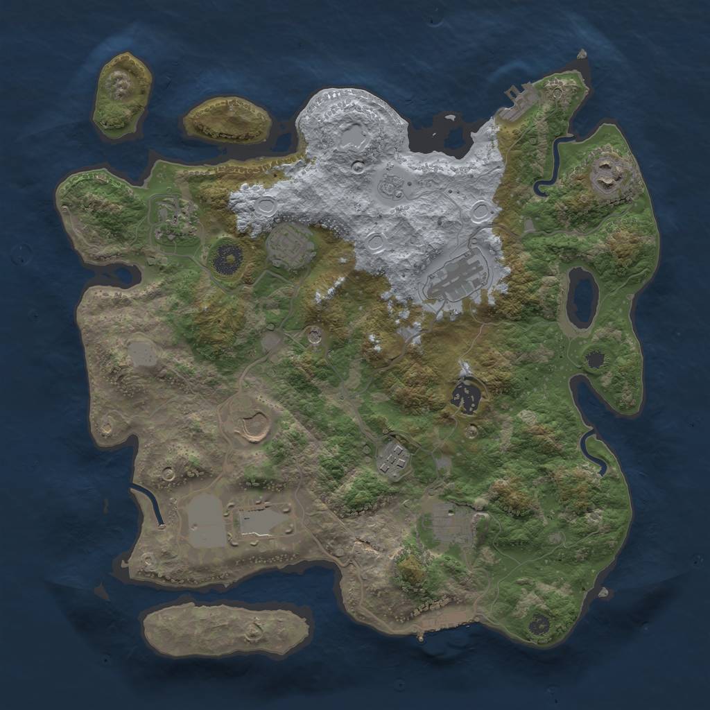 Rust Map: Procedural Map, Size: 3500, Seed: 808539557, 16 Monuments