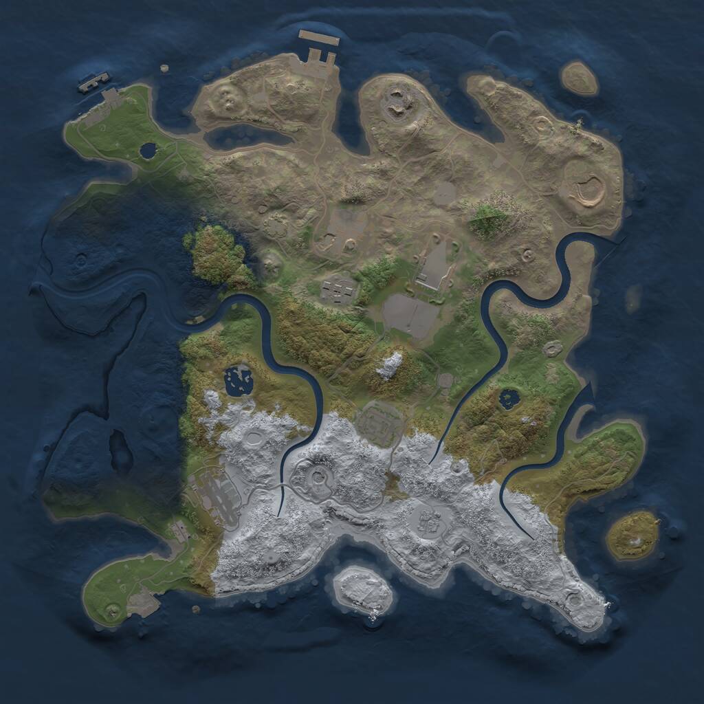 Rust Map: Procedural Map, Size: 3500, Seed: 329446626, 14 Monuments