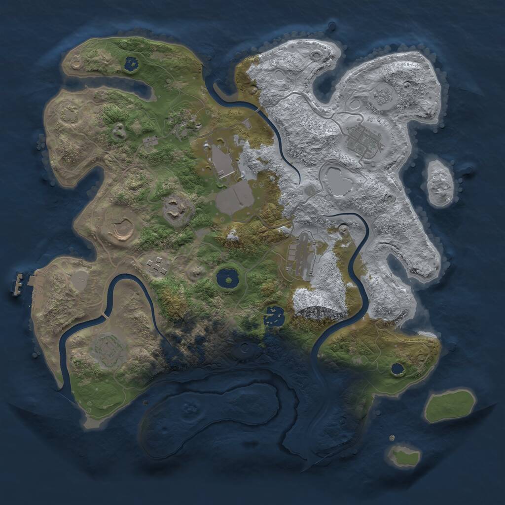Rust Map: Procedural Map, Size: 3500, Seed: 891841873, 14 Monuments