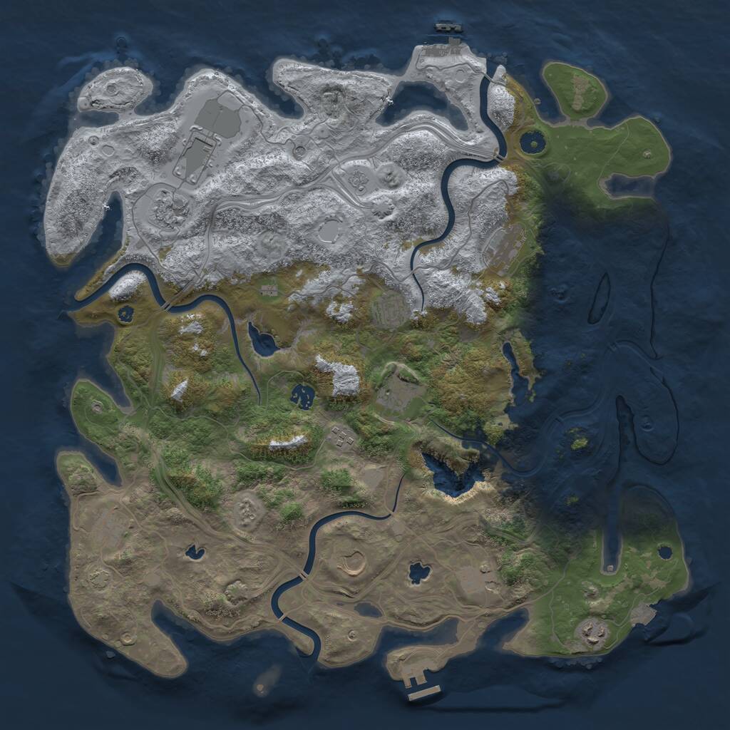 Rust Map: Procedural Map, Size: 4500, Seed: 1575635424, 17 Monuments