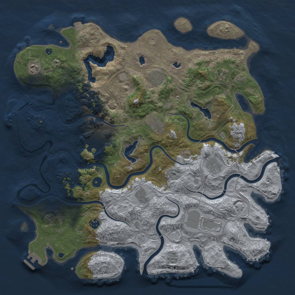 Rust Map: Procedural Map, Size: 4500, Seed: 399467603, 16 Monuments
