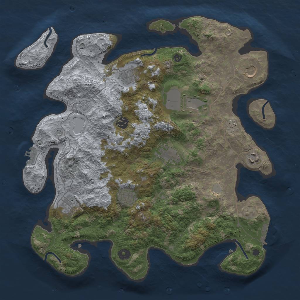 Rust Map: Procedural Map, Size: 3750, Seed: 1909153756, 16 Monuments