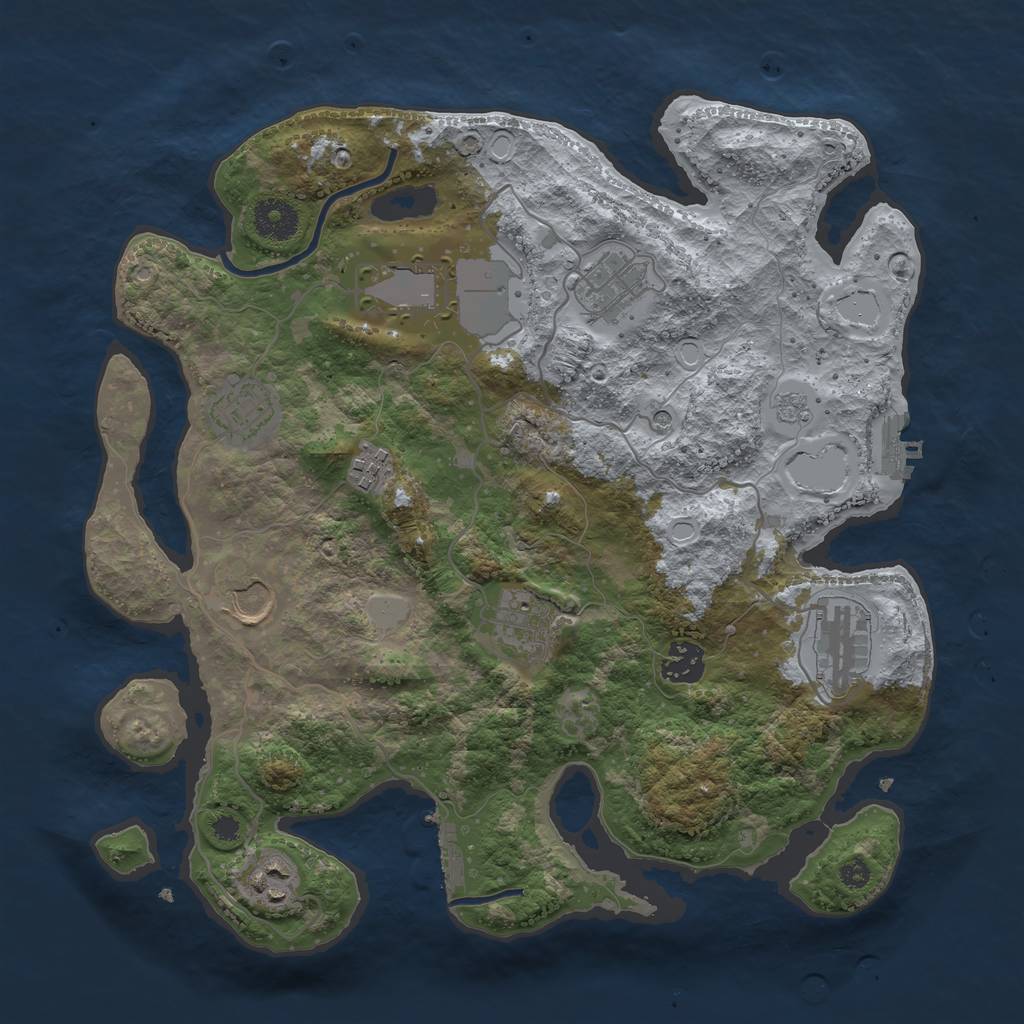 Rust Map: Procedural Map, Size: 3500, Seed: 1313540534, 16 Monuments
