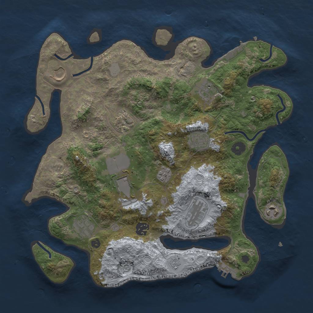 Rust Map: Procedural Map, Size: 3500, Seed: 1182270927, 17 Monuments