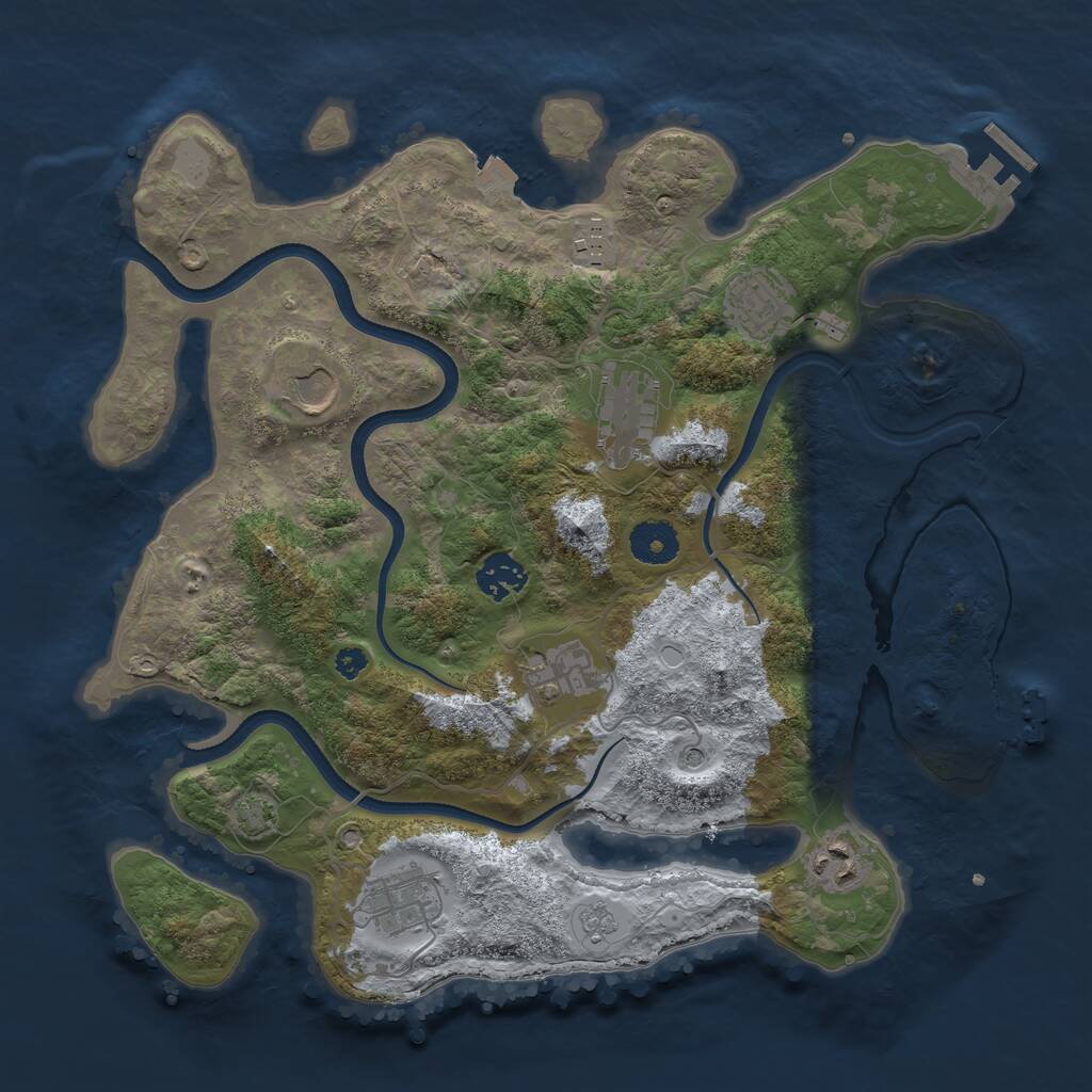 Rust Map: Procedural Map, Size: 3500, Seed: 1182270927, 14 Monuments